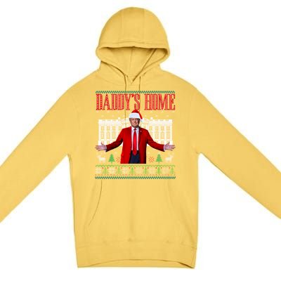 Funny DaddyS Home Trump Ugly Christmas Xmas Pajamas Gift Premium Pullover Hoodie