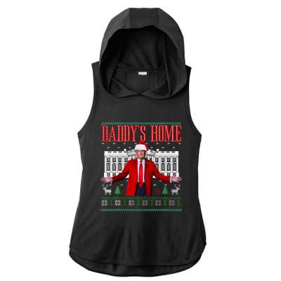 Funny DaddyS Home Trump Ugly Christmas Xmas Pajamas Gift Ladies PosiCharge Tri-Blend Wicking Draft Hoodie Tank