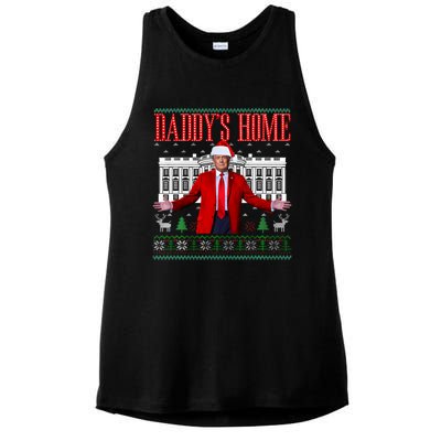 Funny DaddyS Home Trump Ugly Christmas Xmas Pajamas Gift Ladies PosiCharge Tri-Blend Wicking Tank