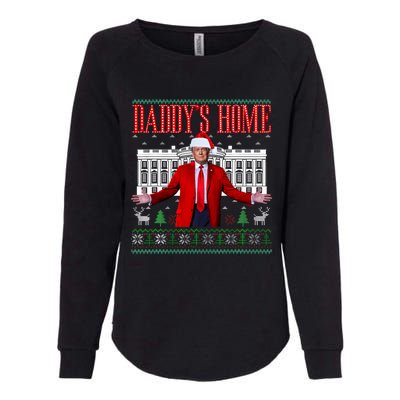 Funny DaddyS Home Trump Ugly Christmas Xmas Pajamas Gift Womens California Wash Sweatshirt