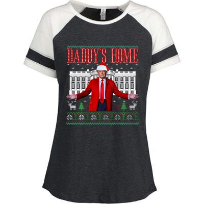 Funny DaddyS Home Trump Ugly Christmas Xmas Pajamas Gift Enza Ladies Jersey Colorblock Tee