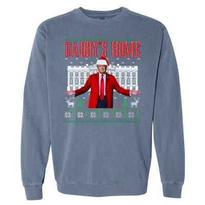 Funny DaddyS Home Trump Ugly Christmas Xmas Pajamas Gift Garment-Dyed Sweatshirt