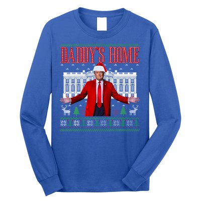 Funny DaddyS Home Trump Ugly Christmas Xmas Pajamas Gift Long Sleeve Shirt