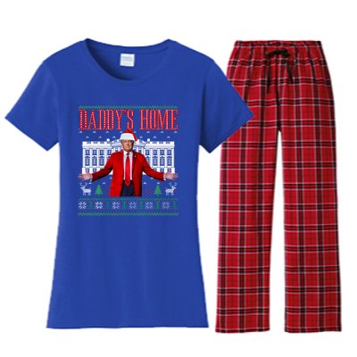 Funny DaddyS Home Trump Ugly Christmas Xmas Pajamas Gift Women's Flannel Pajama Set