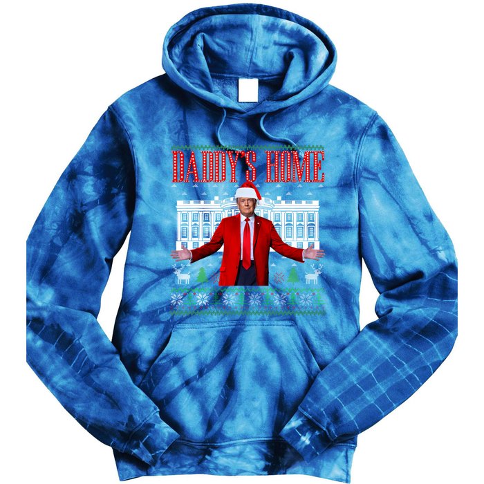 Funny DaddyS Home Trump Ugly Christmas Xmas Pajamas Gift Tie Dye Hoodie