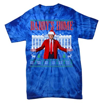 Funny DaddyS Home Trump Ugly Christmas Xmas Pajamas Gift Tie-Dye T-Shirt