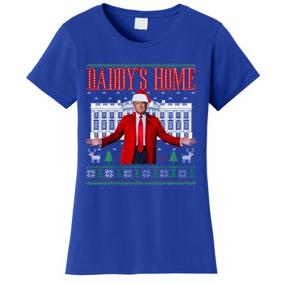 Funny DaddyS Home Trump Ugly Christmas Xmas Pajamas Gift Women's T-Shirt