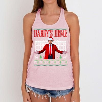 Funny DaddyS Home Trump Ugly Christmas Xmas Pajamas Gift Women's Knotted Racerback Tank