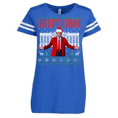 Funny DaddyS Home Trump Ugly Christmas Xmas Pajamas Gift Enza Ladies Jersey Football T-Shirt