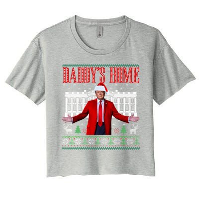 Funny DaddyS Home Trump Ugly Christmas Xmas Pajamas Gift Women's Crop Top Tee