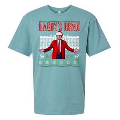 Funny DaddyS Home Trump Ugly Christmas Xmas Pajamas Gift Sueded Cloud Jersey T-Shirt