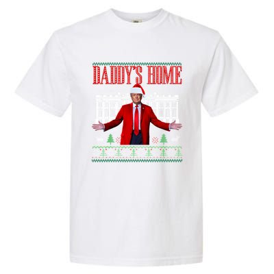 Funny DaddyS Home Trump Ugly Christmas Xmas Pajamas Gift Garment-Dyed Heavyweight T-Shirt