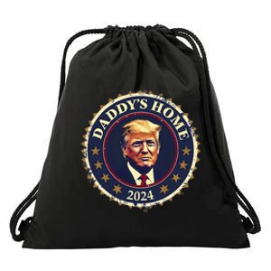 Funny DaddyS Home 2024 Trump We Won Took America Is Back Drawstring Bag