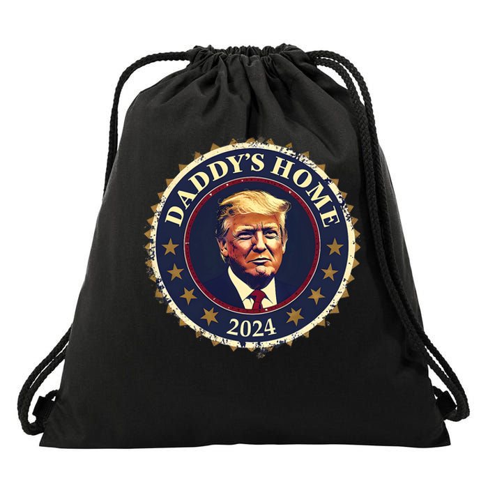 Funny DaddyS Home 2024 Trump We Won Took America Is Back Drawstring Bag