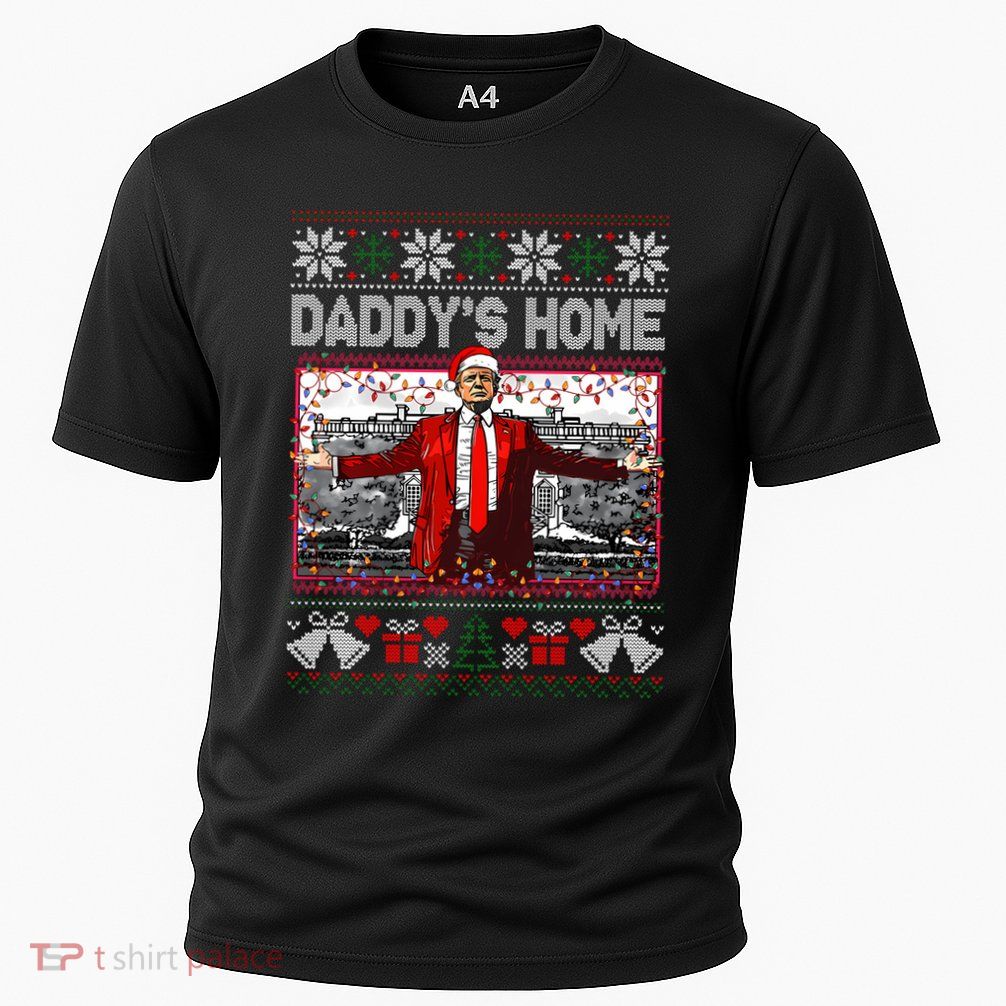 Funny DaddyS Home Trump Ugly Christmas Sweater Xmas Pajamas Sweatshirt Cooling Performance Crew T-Shirt