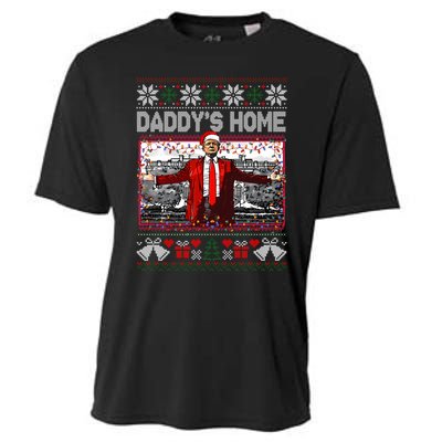 Funny DaddyS Home Trump Ugly Christmas Sweater Xmas Pajamas Sweatshirt Cooling Performance Crew T-Shirt