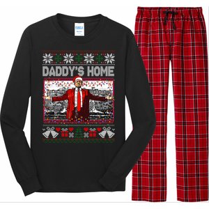 Funny DaddyS Home Trump Ugly Christmas Sweater Xmas Pajamas Sweatshirt Long Sleeve Pajama Set