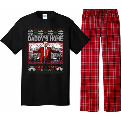 Funny DaddyS Home Trump Ugly Christmas Sweater Xmas Pajamas Sweatshirt Pajama Set