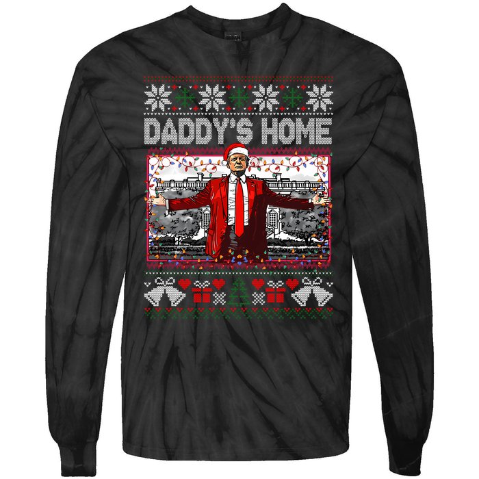 Funny DaddyS Home Trump Ugly Christmas Sweater Xmas Pajamas Sweatshirt Tie-Dye Long Sleeve Shirt