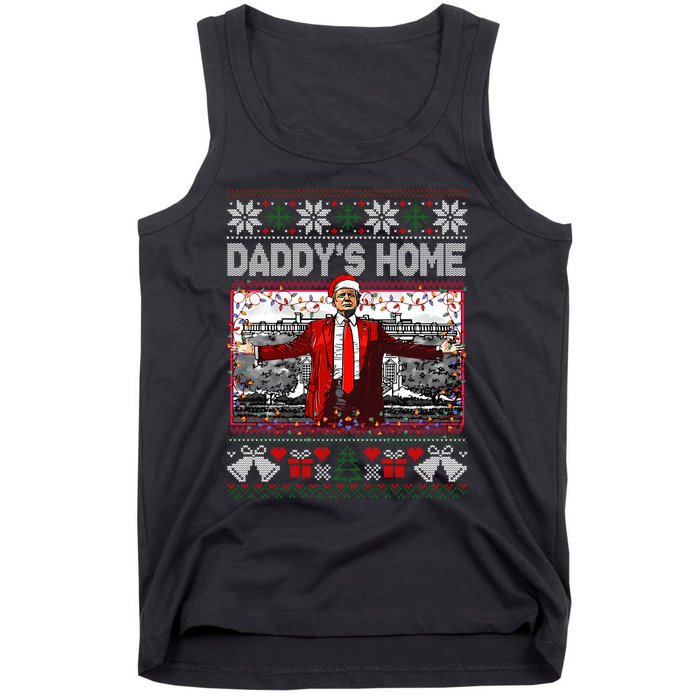 Funny DaddyS Home Trump Ugly Christmas Sweater Xmas Pajamas Sweatshirt Tank Top