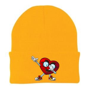 Funny Dabbing Heart Gift Cool Dance Lover Valentine's Day Gift Knit Cap Winter Beanie