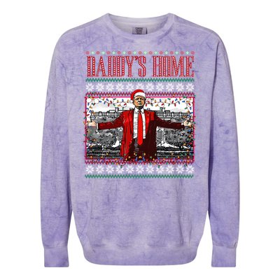 Funny DaddyS Home Trump Ugly Christmas Xmas Pajamas Cute Gift Colorblast Crewneck Sweatshirt