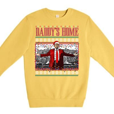 Funny DaddyS Home Trump Ugly Christmas Xmas Pajamas Cute Gift Premium Crewneck Sweatshirt