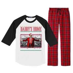 Funny DaddyS Home Trump Ugly Christmas Xmas Pajamas Cute Gift Raglan Sleeve Pajama Set