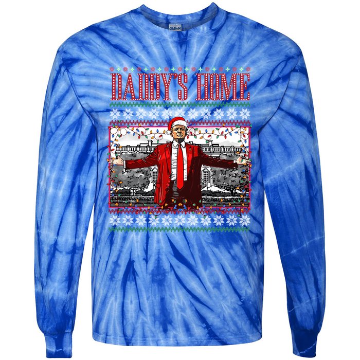 Funny DaddyS Home Trump Ugly Christmas Xmas Pajamas Cute Gift Tie-Dye Long Sleeve Shirt