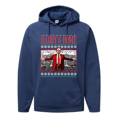 Funny DaddyS Home Trump Ugly Christmas Xmas Pajamas Cute Gift Performance Fleece Hoodie