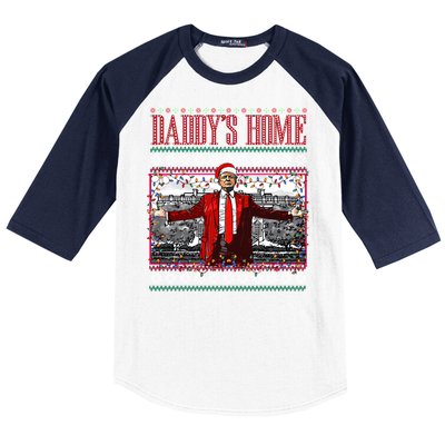 Funny DaddyS Home Trump Ugly Christmas Xmas Pajamas Cute Gift Baseball Sleeve Shirt