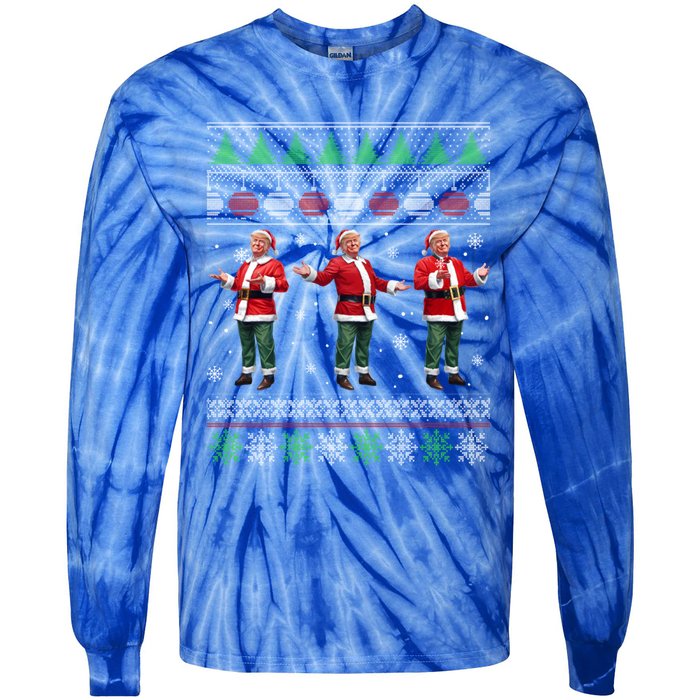 Funny DaddyS Home Trump Ugly Christmas Xmas Pajamas Gift Tie-Dye Long Sleeve Shirt