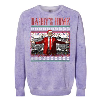 Funny DaddyS Home Trump Ugly Christmas Xmas Pajamas Gift Colorblast Crewneck Sweatshirt