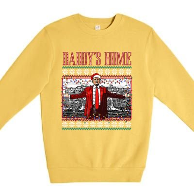 Funny DaddyS Home Trump Ugly Christmas Xmas Pajamas Gift Premium Crewneck Sweatshirt