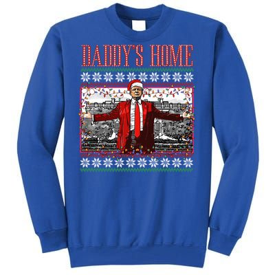 Funny DaddyS Home Trump Ugly Christmas Xmas Pajamas Gift Tall Sweatshirt