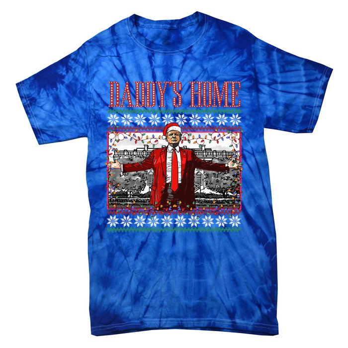 Funny DaddyS Home Trump Ugly Christmas Xmas Pajamas Gift Tie-Dye T-Shirt