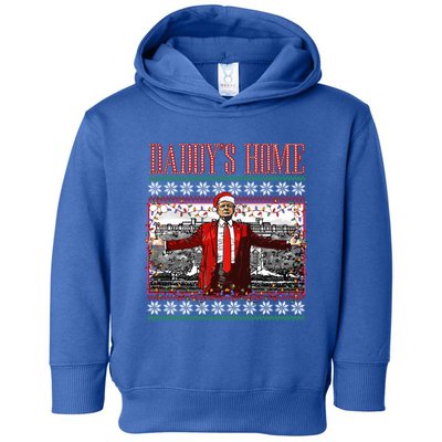 Funny DaddyS Home Trump Ugly Christmas Xmas Pajamas Gift Toddler Hoodie