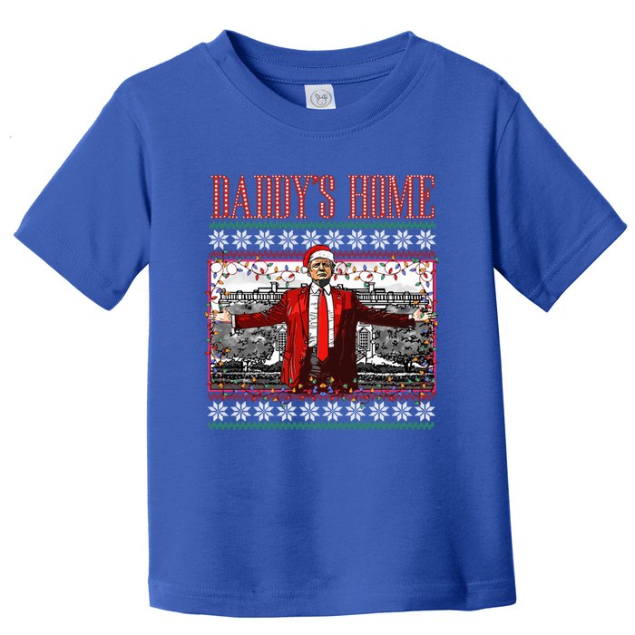 Funny DaddyS Home Trump Ugly Christmas Xmas Pajamas Gift Toddler T-Shirt