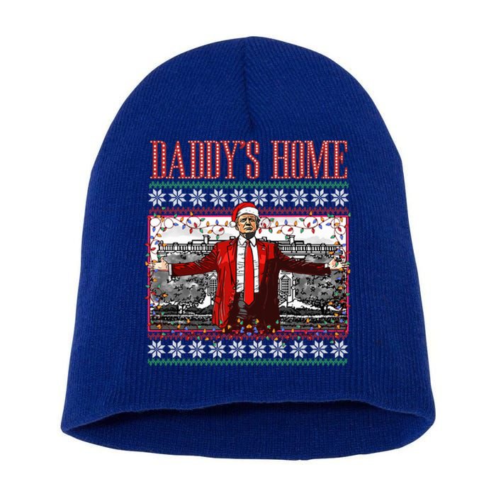 Funny DaddyS Home Trump Ugly Christmas Xmas Pajamas Gift Short Acrylic Beanie