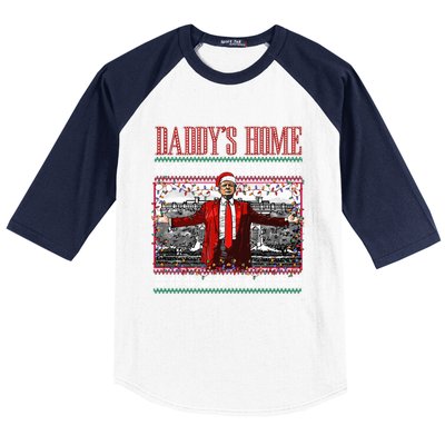 Funny DaddyS Home Trump Ugly Christmas Xmas Pajamas Gift Baseball Sleeve Shirt