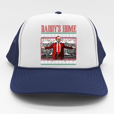 Funny DaddyS Home Trump Ugly Christmas Xmas Pajamas Gift Trucker Hat