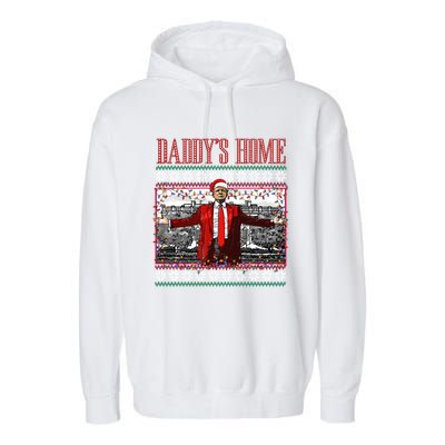 Funny DaddyS Home Trump Ugly Christmas Xmas Pajamas Gift Garment-Dyed Fleece Hoodie