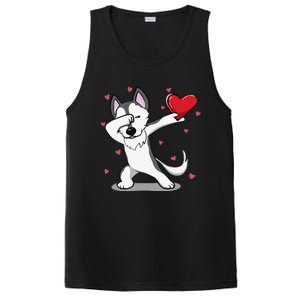 Funny Dabbing Husky Heart Valentine's Day Gifts PosiCharge Competitor Tank