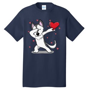 Funny Dabbing Husky Heart Valentine's Day Gifts Tall T-Shirt