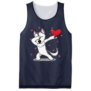 Funny Dabbing Husky Heart Valentine's Day Gifts Mesh Reversible Basketball Jersey Tank