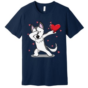 Funny Dabbing Husky Heart Valentine's Day Gifts Premium T-Shirt