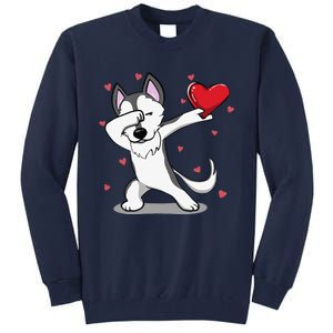 Funny Dabbing Husky Heart Valentine's Day Gifts Tall Sweatshirt