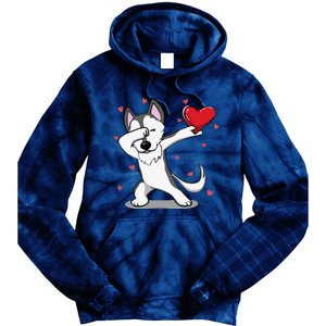 Funny Dabbing Husky Heart Valentine's Day Gifts Tie Dye Hoodie