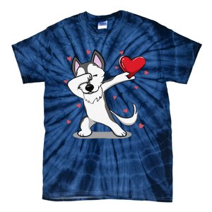 Funny Dabbing Husky Heart Valentine's Day Gifts Tie-Dye T-Shirt