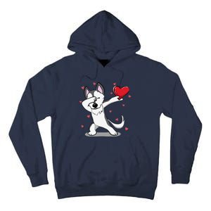 Funny Dabbing Husky Heart Valentine's Day Gifts Tall Hoodie